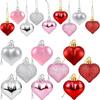 Bola de amor transfronteriza LT, 36 piezas, ideal para San Valentín, boda, chapado en oro, bola de corazón de melocotón con purpurina, colgante, bola de Navidad, decoración
