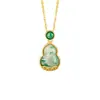 Colar de Prata Pura 925 para Mulheres com Moeda de Jade Africano Natural Corrente de Clavícula e Pingente de Cabacinha Estilo Ins