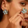 Pendientes de Flor Exagerada de Perla de Imitación Nuevos de Moda Europeos y Americanos Transparencia de Lujo Ligero Pendientes de Pétalo Versátiles Pendientes