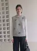 Chaleco sin mangas de punto jacquard gris estilo francés para mujer, adecuado para capas de principios de otoño, top tipo chaleco suéter corto