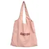 Bolsa de Lona Casual con Letras Estilo Verano 2026 Estilo Coreano Ligera Ins Diseño de Nicho Gran Capacidad Bolsa de Compras para Trabajo Viajes