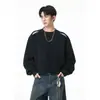Top Casual de Manga Larga a Cuadros Huecos con Cuello Redondo, Estilo Retro Americano, Nuevo para Otoño 2026 - Algodón Chino de 400G con Tacto de Alta Gama