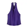 Venta al por mayor transfronteriza 2026 Nueva moda Ropa para mujer al por mayor Sexy Top de seda satinada sin espalda con cuello halter en color albaricoque