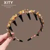 Diadema de Cristal Amarillo Crudo de Alta Gama para Mujer con Dientes, Antideslizante, Corona Alta, Efecto Adelgazante, Elegante Accesorio para el Cabello