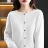 Cardigan de Gola Redonda de Uma Linha, Foco em Tricô de Lã Cashmere, Entrega Rápida de Amostras, Preparação Profunda de Estoque, Pedidos Pequenos São Rápidos