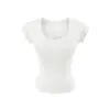 Camiseta de Manga Corta con Cuello en V Pure Desire en Tencel Lyocell, Nuevo Verano 2026 Delgada Ajustada Corta Rosa