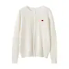 Cardigan de tricô Consinee 100% cashmere puro|Versátil com bordado de coração estilo college para mulheres|Suéter coat macio e aconchegante