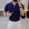 Camisa Polo de Verano 2026 Nueva de Gama Alta con Media Cremallera y Cuello Campana para Hombre, Camiseta de Punto Casual de Negocios de Manga Corta, Venta Directa