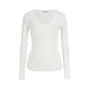 Camiseta básica de punto rosa con cuello en V para las cuatro estaciones, suéter interior para otoño e invierno, top ajustado de algodón color albaricoque