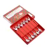 Colher de Aço Inoxidável 304 Colher de Veado de Natal Transfronteiriça Colher para Mexer Café de Sobremesa Garfo de Frutas Exquisito Caixa de Presente