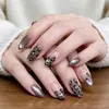 Uñas de Arte de Uñas Más Vendidas Transfronterizas, Uñas Postizas Sencillas, Estilo Fresco, Uñas Almendradas de Longitud Media, Uñas Postizas Color Sólido Ojo de Gato Venta al por Mayor