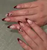 Adesivos de Unha para Manicure Francesa com Flor Branca em Relevo e Bolinhas Vermelhas Pequenas, Estilo Floral Suave, Peças de Unha Postiça