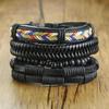 Pulseras Populares Europeas y Americanas, Conjunto de Cuerda Trenzada de Cuero Retro, Pulseras, Pulseras de Piel de Vaca, Geométricas de Cuero Hechas a Mano para Hombre