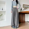 Estilo Mismo de Xiaohongshu Pantalones Deportivos de Tejido de Aire con Cintura Ancha para Mujer, Nuevos Pantalones Rectos de Pierna Ancha de Cintura Alta para Primavera y Otoño, Pantalones Casuales de Pierna Ancha