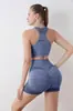 Top de Yoga Shorts Cintura Alta Cadera de Durazno Chaleco a Prueba de Impactos Ajustado a la Cadera Ropa Deportiva de Fitness Sin Costuras para Mujer