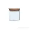 Frasco cuadrado de vidrio borosilicato tapa de bambú frasco para guardar bocadillos dulces frasco para té Frasco de cocina para guardar granos frasco sellado