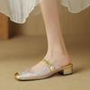 Sandalias Cerradas Bordadas Vintage para Mujer, Nuevo Estilo Verano 2026, Elegantes y Adecuadas para Combinar con Vestidos, Mules sin Cierre de Tacón Medio para Uso en Exteriores