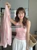 Top Feminino 2025 Novo Verão Estilo Coreano Cor Lisa Sexy Slim Sem Mangas com Bojo e Camisola