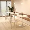 Mesa redonda pequena e moderna em estilo nórdico branco para lojas de milk tea e cafés, conjunto de mesa de jantar tulipa