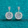 Pendientes de botón de plata de ley S925 con moissanita Xin De Yi para mujer, pendientes colgantes de girasol brillantes, elegantes, exquisitos, sensación de alta gama