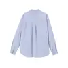 Camisa de Listras Estilo Japonês Simples Preguiçoso Rumei para Mulheres, Verão Solta Versátil Casual Camada Base Camisa para o Dia a Dia