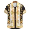 Camisa masculina de verão mais vendida gola lapela manga curta moda de rua barroca vestuário comércio exterior transfronteiriço