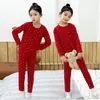 Conjunto de Ropa Interior Térmica Roja de Año Nuevo para Niños, Pijama Suave Festivo para Niños y Niñas, Nuevo Estilo para el Año de Nacimiento