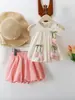 Conjunto de Dos Piezas para Niña 2026 Transfronterizo: Top Estilo Muñeca Floral Tridimensional + Pantalones de Linterna