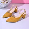 Sandalias de Tacón Alto con Punta Nueva 2026 para Comercio Exterior, Sandalias de Verano con Tacón Grueso de Gamuza Talla Grande Europeas y Americanas de Punta Cerrada para Mujer Venta al por Mayor