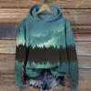 AliExpress Transfronteiriço Novo Vestuário Feminino Europeu e Americano Outono e Inverno Moletom Estilo Coreano Aurora Forest Estampa 3D Moletom com Capuz Feminino