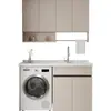 Gabinete para Lavadora de Panal de Aluminio SPC Engrosado para Balcón, Juego de Gabinetes Integrados con Lavadero y Lavabo Sencillo de Piedra de Cuarzo