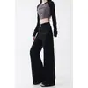 Calça Jeans Wide Leg Preta de Cintura Alta para Mulheres, Tamanho Plus Size de Inverno, Figura em Formato de Pera, Solta e Emagrecedora, Calça Flare de Nicho para Outono
