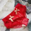 [Rojo Ancola] 880# Ropa Interior Roja Grande de Año Nuevo Malla de Encaje Seda de Hielo Ropa Interior Roja