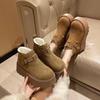 Zapatos de Lona Estilo Birkenstock para Mujer, Mocasines Peludos de Plataforma con Suela Gruesa para Aumentar la Altura, Nuevos de Invierno 2025, Ugly-Cute Gruesos