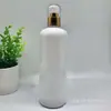 Botella de Mascota Redonda de Hombro de 500 ml Electrochapado UV Bomba de 24 Dientes Polvo Dorado como Tapa Redonda Bomba de Bomba de Líquido para Loción Base de Maquillaje Botella Pico