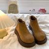 Botas de neve curtas e confortáveis, de altura pequena, femininas, 2024, celebridades da Internet, estilo retrô britânico, supergrossas, estilo coreano, botas de algodão