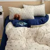 Juego de ropa de cama de cuatro piezas estilo americano con patrón de estrellas, algodón puro, algodón lavado, grado A, juego de sábana y funda de edredón 2026, adecuado para dormitorios de estudiantes, juego de tres piezas