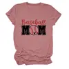 Mamá de Béisbol Amazon Ebay Sitio Independiente Moda Casual Deportiva para Mujer Camiseta de Cuello Redondo Manga Corta Exportación