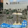 Juego de Mesa y Sillas Plegables de Acero Inoxidable con Patrón de Escamas de Pescado Estilo Hongkonés del Sudeste Asiático para Puestos de Comida de Mercado Nocturno y Uso Comercial