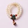 Pulsera de doble círculo de bodhi de jade blanco natural, árbol de azufaifo, dosel de loto, borla, ábaco, pulsera de cuentas de barril antiguo, colección de objetos divertidos