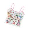 Hot Girls Pure Desire Cartoon Impresso Sling Contraste Cor Colete Cinto Peitoral Feminino Linda Volta Slim-fit Interior Vestindo Exterior Vestindo Top Redutor de Idade