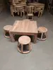 Nueva Mesa Kang de Madera Maciza Estilo Chino, Mesa Kang para Cama Luohan Estilo Zen de Olmo Viejo del Norte, Mesa de Té Pequeña para Uso Doméstico con Mesa para Ventana Saliente, Acabado Blanco