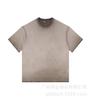 Comércio Transfronteiriço Camiseta de Manga Curta Cor Gradiente Algodão Puro 230g Masculina Solta Tamanho Europeu Top Marca Tendência Camiseta Vintage Lavada