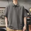 Camisa polo para hombre estilo retro americano, estilo simple de verano, ropa para hombre de alta resistencia, corte holgado, camiseta de manga corta para hombre talla grande, camisa polo