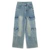 Jeans Retro de Estilo Americano para Mujer Otoño Nuevo Sueltos Cintura Alta Adelgazantes Pierna Recta Pierna Ancha
