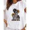 Camiseta de Talla Grande con Nuevo Patrón Geométrico Europeo y Americano Estampada Una Pieza Camiseta Base Casual con Letras Manga Corta para Mujer