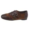 Zapatos brogue de estampado de leopardo estilo británico vintage para mujer con hebilla, mocasines planos de cuero, zapatillas de entrenamiento casuales alemanas