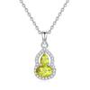 Colar de Prata Esterlina S925 em Forma de Cabaça para Mulheres com Pingente de Pedra de Cristal Natural Paz e Alegria Topázio Peridoto Corrente para Clavícula