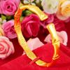 Pulsera de bambú de oro arena de estilo antiguo popular en vivo, joyería de imitación de oro chapado en oro de simulación avanzada, pulsera abierta