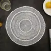 Jogo Americano de PVC Bronzeado Radiante Três Anéis Design Vazado de Grão de Madeira Decorativo Antiderrapante Base para Copo Jogo Americano Fábrica Atacado